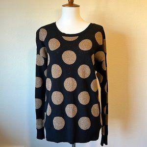 Ann Taylor Black and gold polka dot Sweater